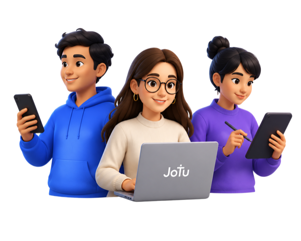 Tiga orang menggunakan Edukasi Jobs